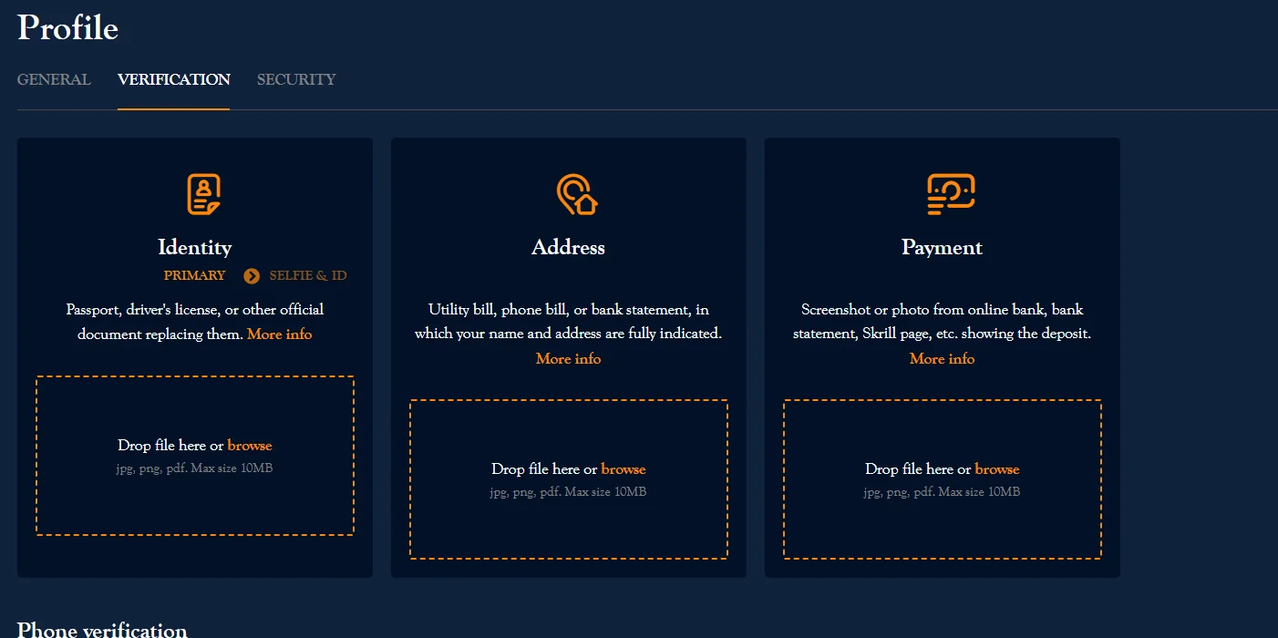 Axe Casino KYC