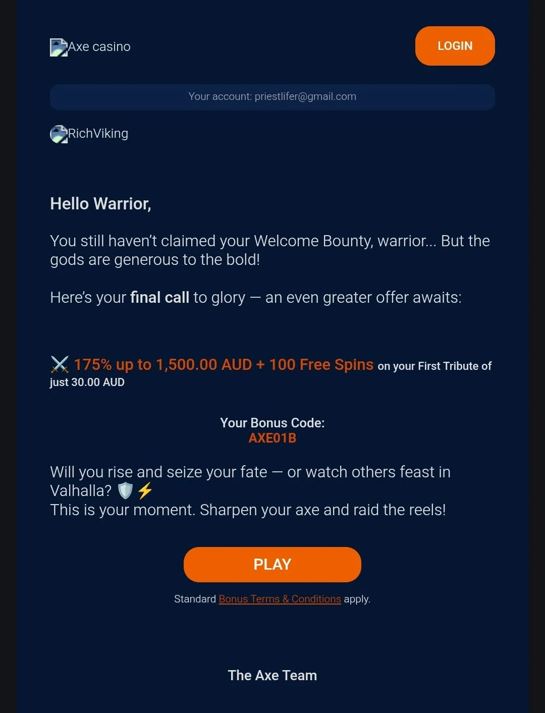Axe Casino Bonuse